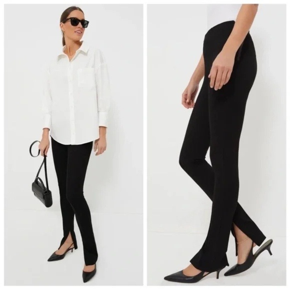 Anine Bing Black Max Pants Slit Hem Career Casual Stretch Modern Size 38
